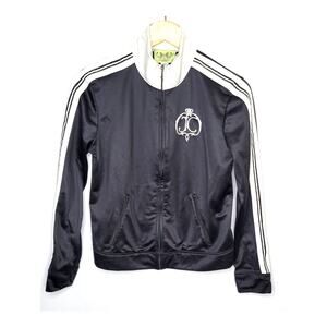 Vintage Y2K Juicy Couture Track Jacket Large Black White Satin Rare "Love G&P"